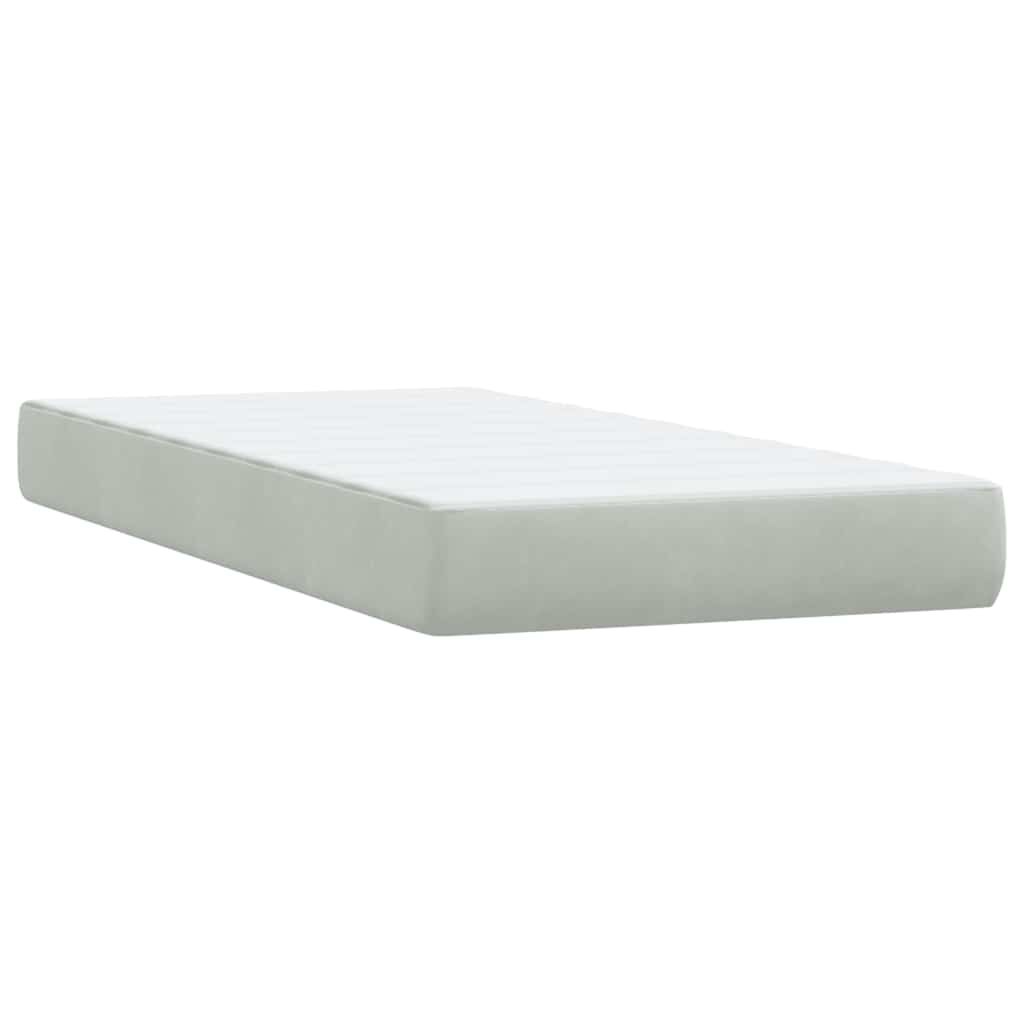 vidaXL Box Spring κρεβάτι με στρώμα ανοιχτό γκρι 80x220 cm Βελούδινο