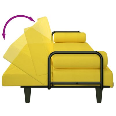 vidaXL Καναπές Κρεβάτι με Μπράτσα Ανοιχτό Κίτρινο Υφασμάτινος