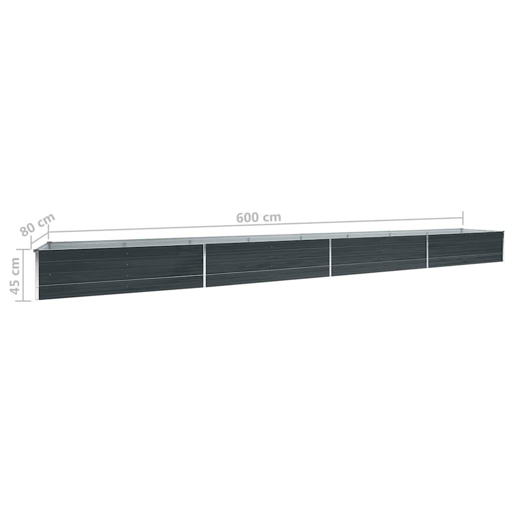 vidaXL Ζαρντινιέρα Υπερυψωμένη Ανθρακί 600x80x45 εκ. Γαλβαν. Χάλυβας