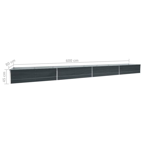 vidaXL Ζαρντινιέρα Υπερυψωμένη Ανθρακί 600x80x45 εκ. Γαλβαν. Χάλυβας