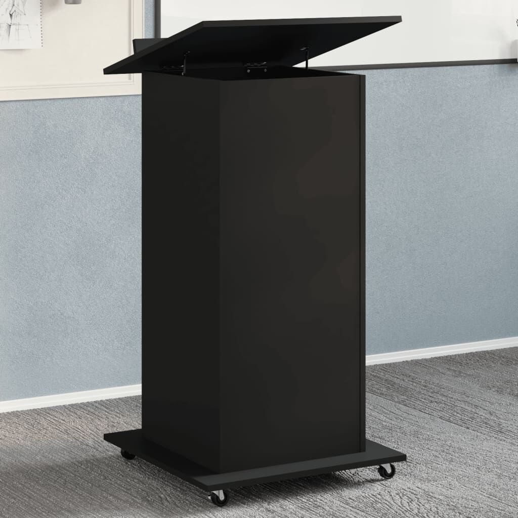 vidaXL Αναλόγιο με Ροδάκια & Συρτάρι Μαύρο 55x55x107 εκ. Επεξ. Ξύλο