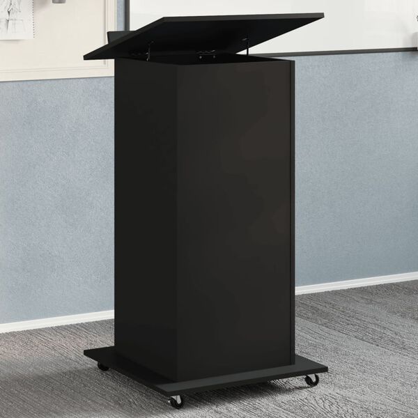vidaXL Αναλόγιο με Ροδάκια & Συρτάρι Μαύρο 55x55x107 εκ. Επεξ. Ξύλο