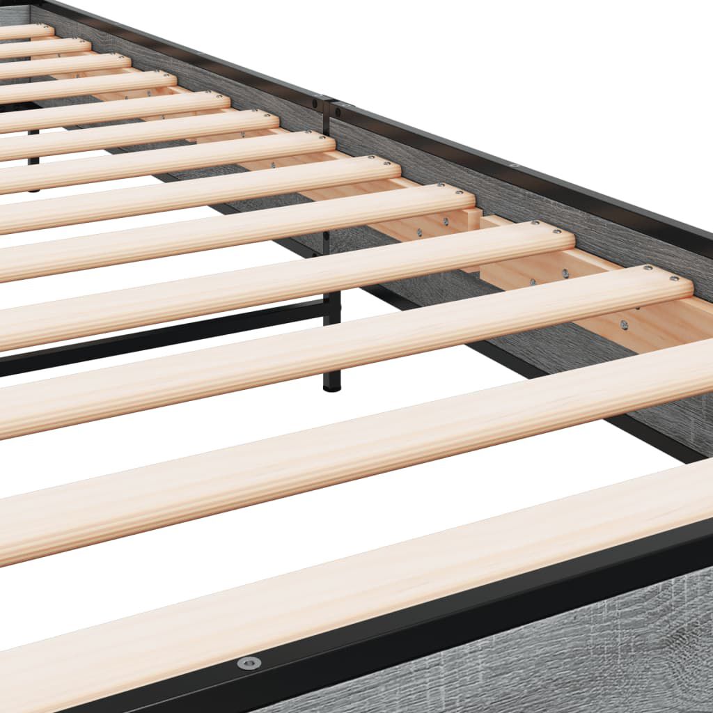vidaXL Πλαίσιο Κρεβατιού Γκρι Sonoma 75x190 εκ. Επεξ. Ξύλο & Μέταλλο