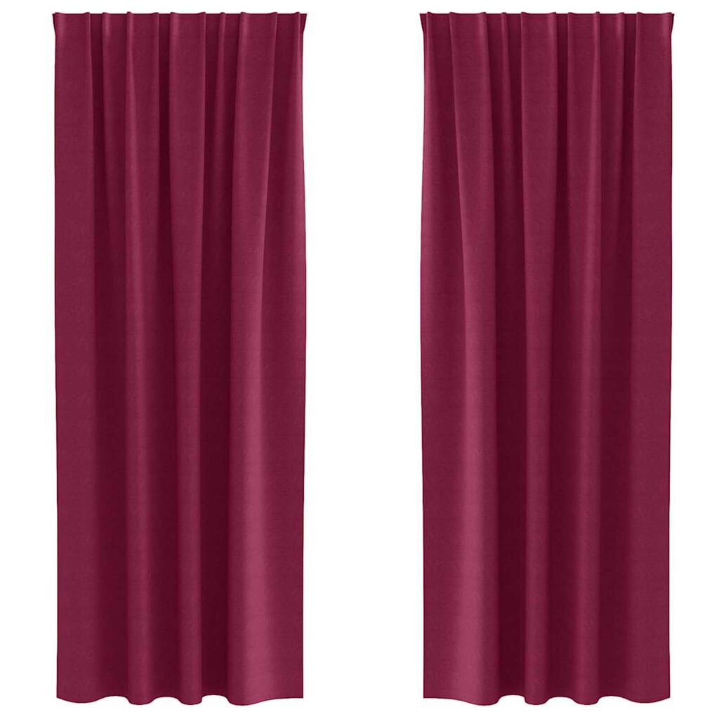 vidaXL Κουρτίνες με κουρτίνες 2 pcs Κόκκινο Πολυεστέρας