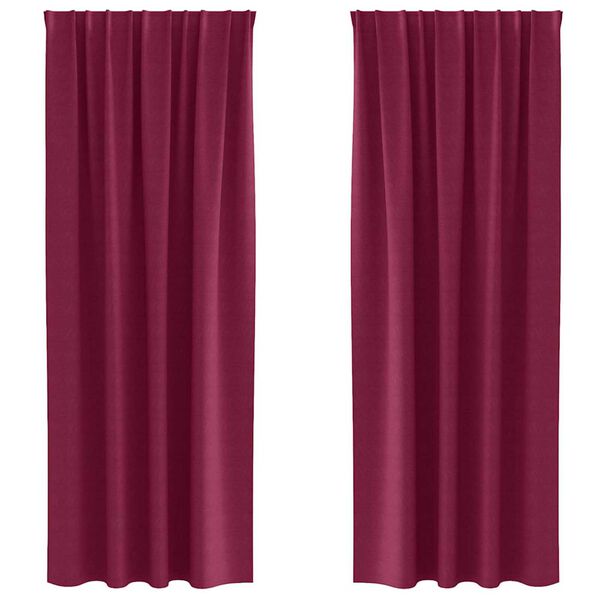 vidaXL Κουρτίνες με κουρτίνες 2 pcs Κόκκινο Πολυεστέρας