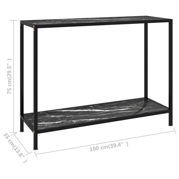 vidaXL Τραπέζι Κονσόλα Μαύρο 100 x 35 x 75 εκ. από Ψημένο Γυαλί