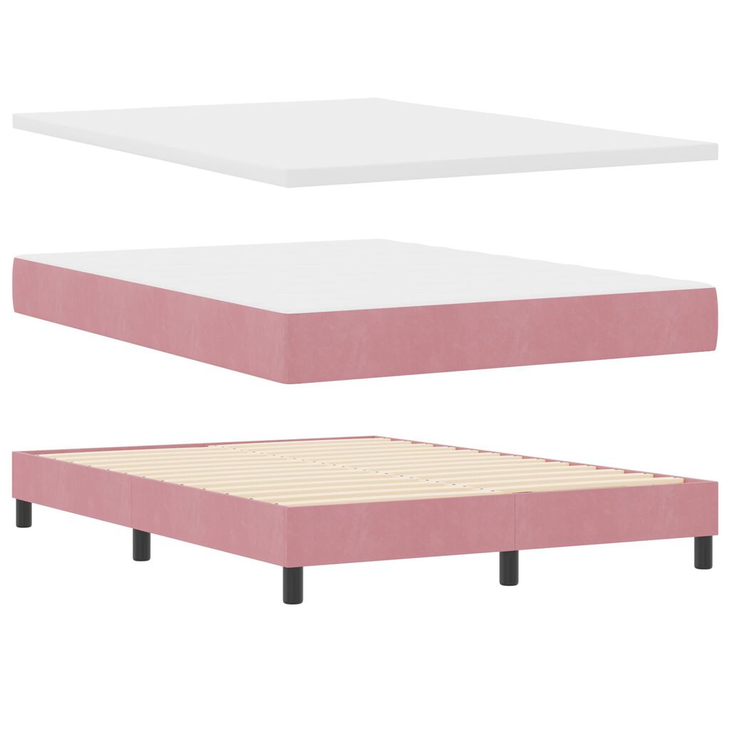 κρεβάτι Box Spring με στρώμα vidaXL Ροζ 160x200 εκ. βελούδο