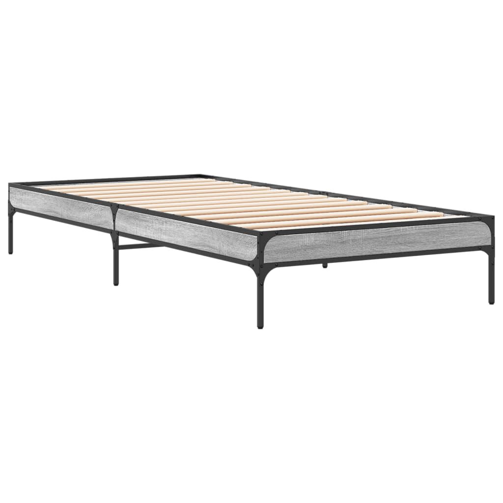 vidaXL Πλαίσιο Κρεβατιού Γκρι Sonoma 90 x 190 εκ. Επεξ. Ξύλο & Μέταλλο