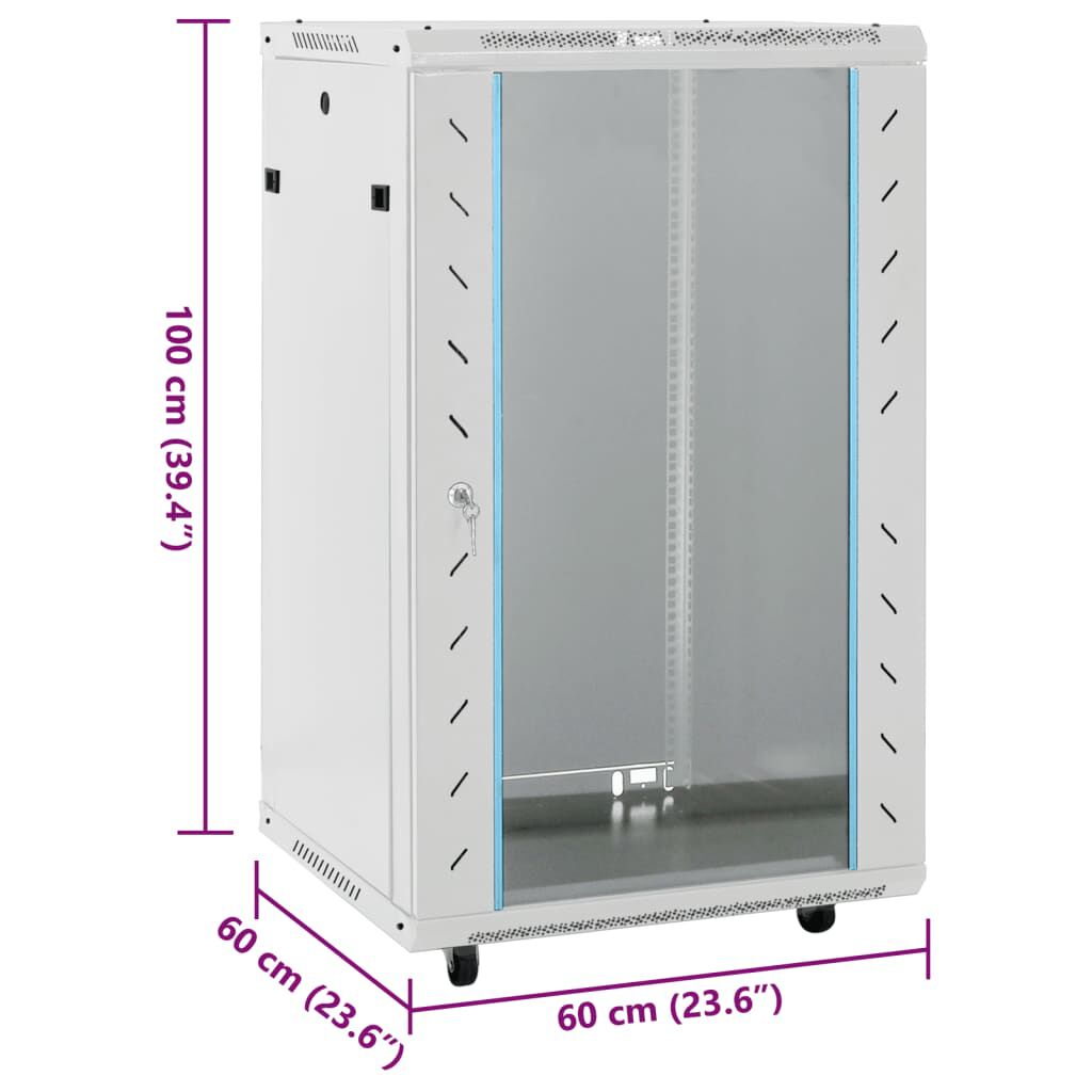 vidaXL Καμπίνα Δικτύου με Περιστ. Πόδια 18U 19" IP20 60x60x100 εκ.