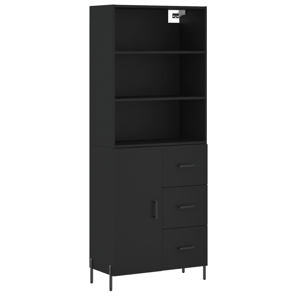 vidaXL Ντουλάπι Μαύρο 69,5x34x180 εκ. από Επεξεργασμένο Ξύλο