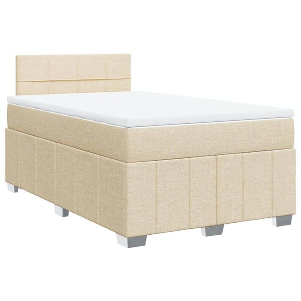 vidaXL Κρεβάτι Boxspring με Στρώμα Κρεμ 120x190 εκ. Υφασμάτινο