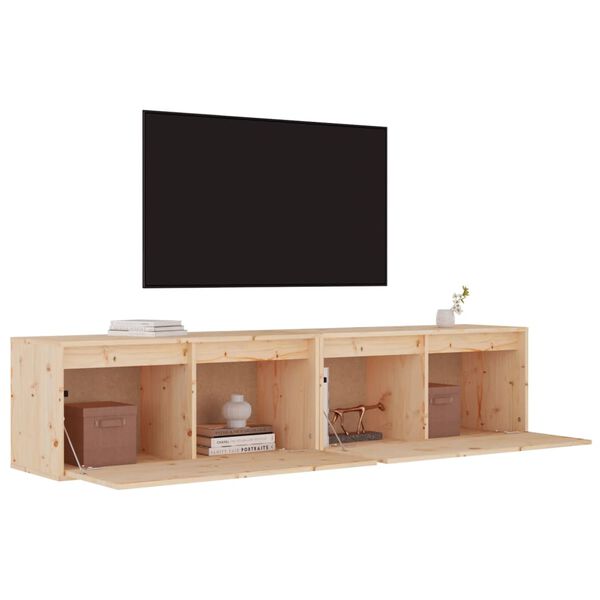 vidaXL Ντουλάπια Τοίχου 2 τεμ. 80 x 30 x 35 εκ. από Μασίφ Ξύλο Πεύκου