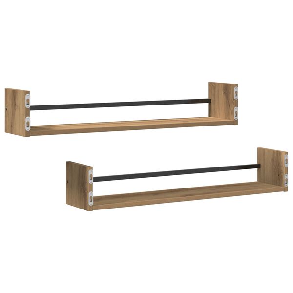 vidaXL Ράφι Τοίχου με ράφι 2 pcs artisan δρυς 80 x 16 x 14 cm