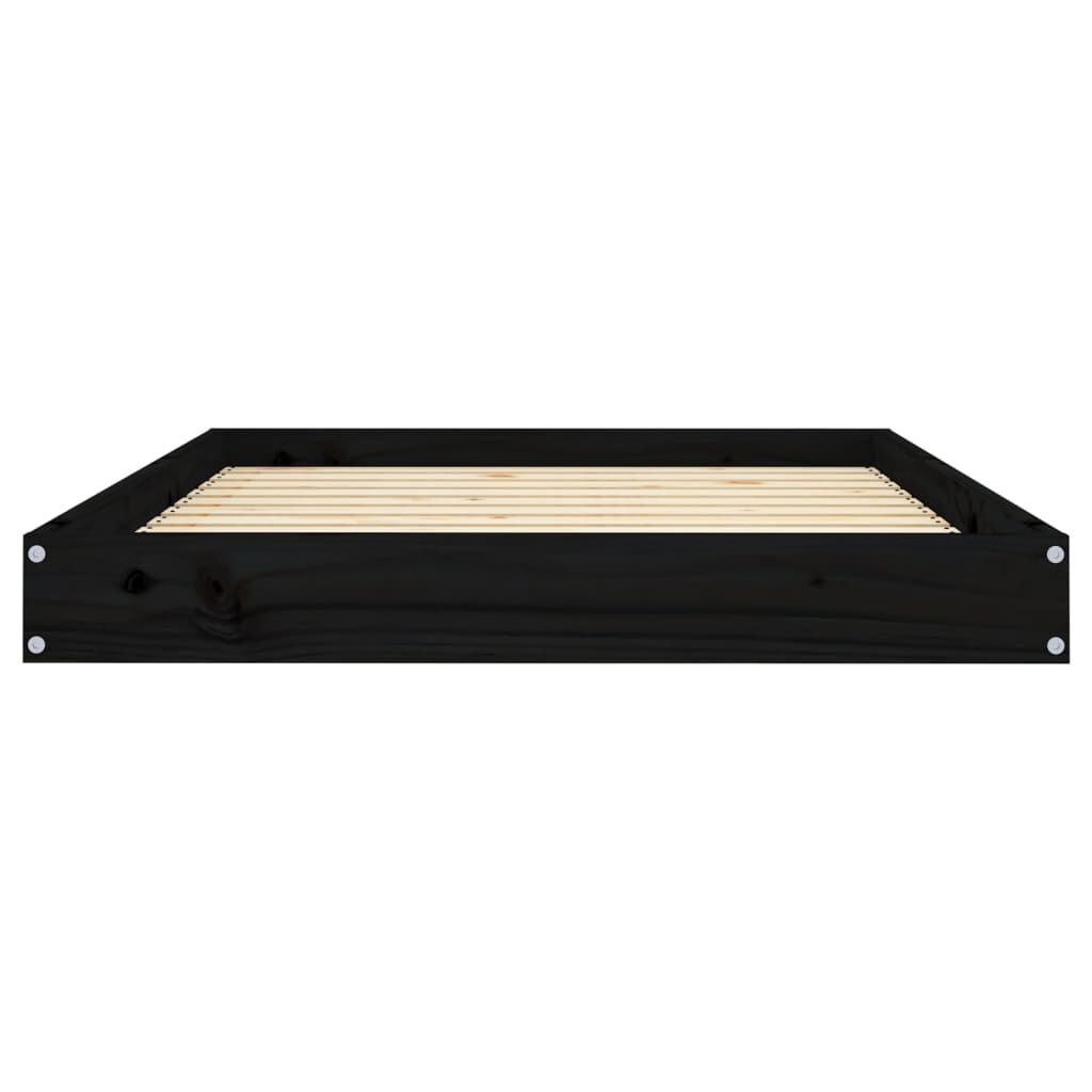 vidaXL Κρεβάτι Σκύλου Μαύρο 101,5 x 74 x 9 εκ. από Μασίφ Ξύλο Πεύκου
