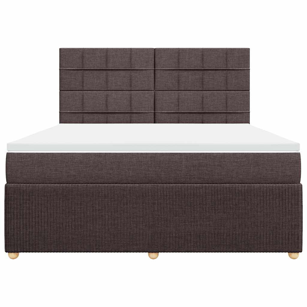 vidaXL Κρεβάτι Boxspring με Στρώμα Σκούρο Καφέ 180x200 εκ Υφασμάτινο
