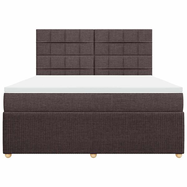 vidaXL Κρεβάτι Boxspring με Στρώμα Σκούρο Καφέ 180x200 εκ Υφασμάτινο