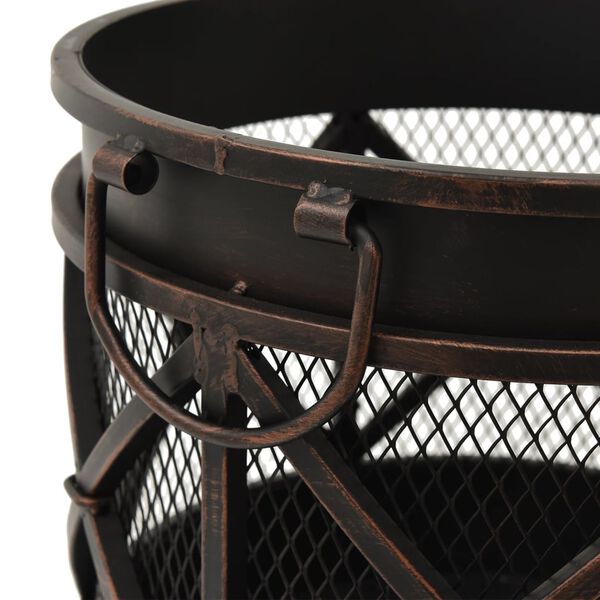 313637 vidaXL Rustic Fire Pit with Poker Φ42x54 cm Steel