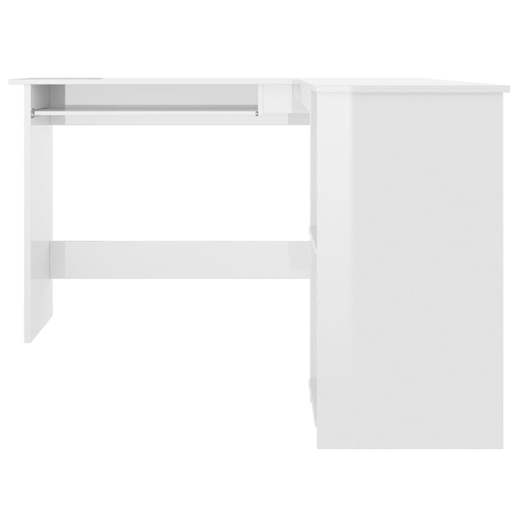 vidaXL Γραφείο Γωνιακό Γυαλιστερό Λευκό 120 x 140 x 75 εκ. Επεξ. Ξύλο