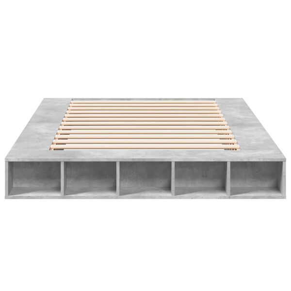 vidaXL Πλαίσιο Κρεβατιού Γκρι Σκυροδέματος 160x200 εκ. Επεξεργ. Ξύλο