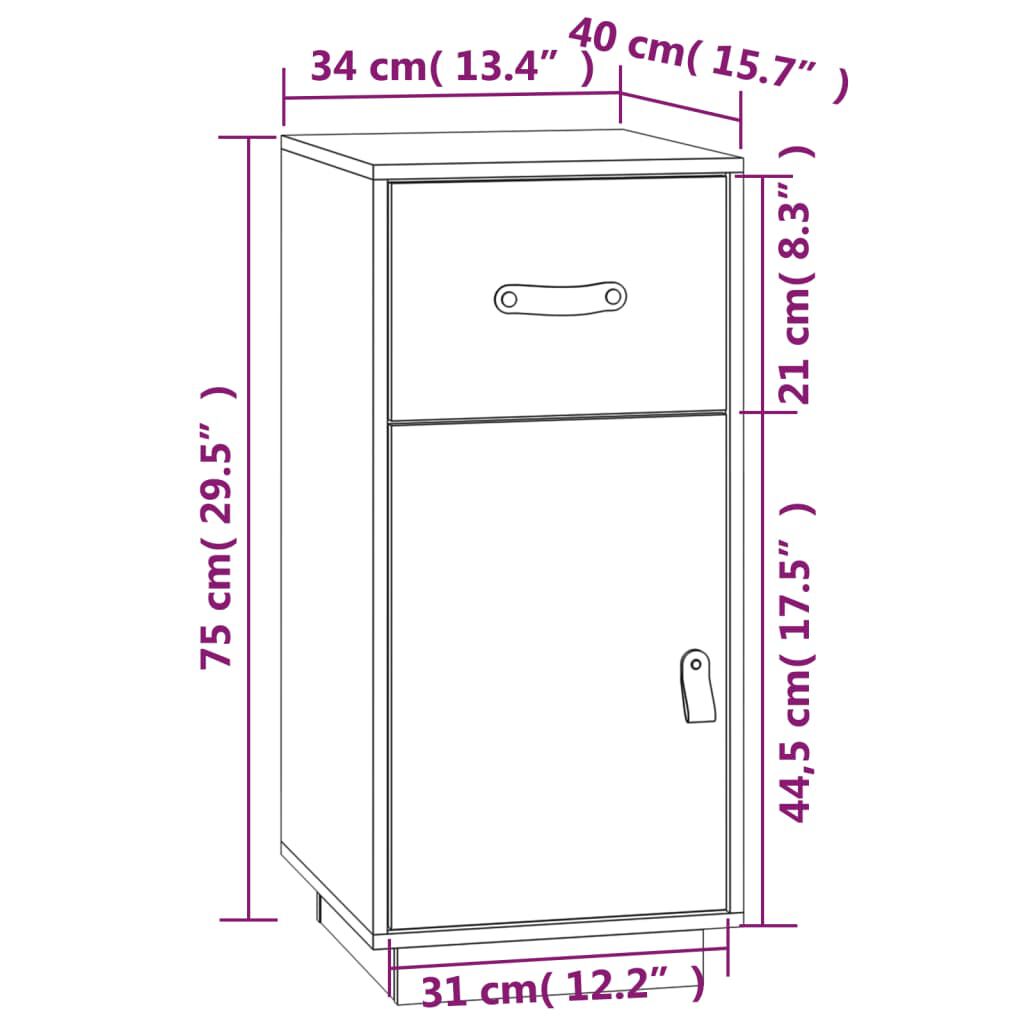 vidaXL Μπουφές 34 x 40 x 75 εκ. από Μασίφ Ξύλο Πεύκου