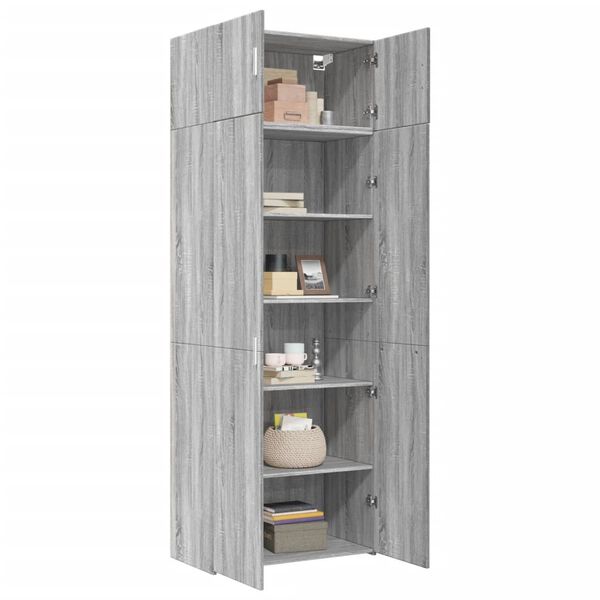 vidaXL Ραφιέρα με Ντουλάπια Γκρι Sonoma 80x42,5x225εκ Επεξ. Ξύλο