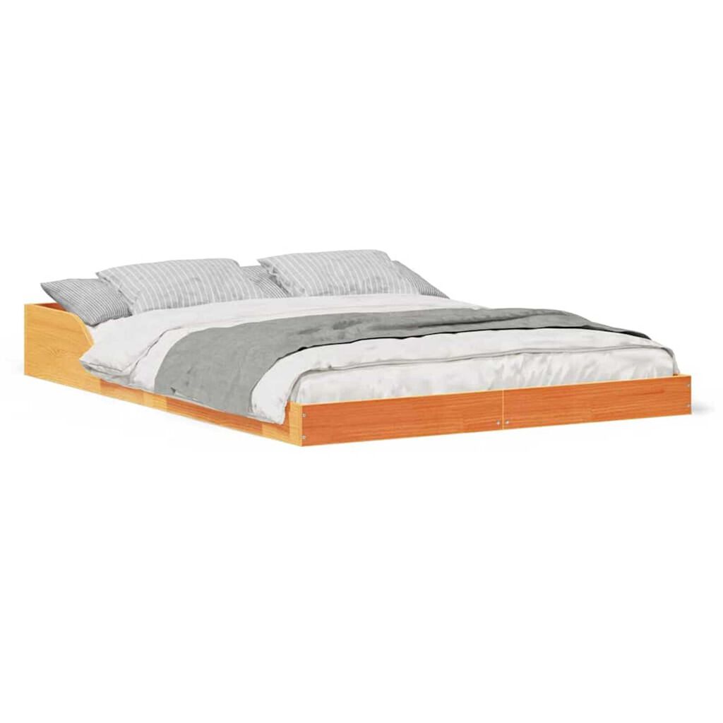 vidaXL Σκελετός Κρεβατιού Καφέ κεριού 140 x 190 cm Μασίφ ξύλο πεύκου