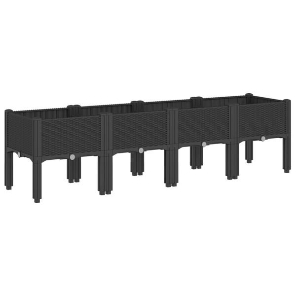 vidaXL Ζαρντινιέρα Κήπου με Πόδια Μαύρη 160x40x42 εκ. Πολυπροπυλένιο