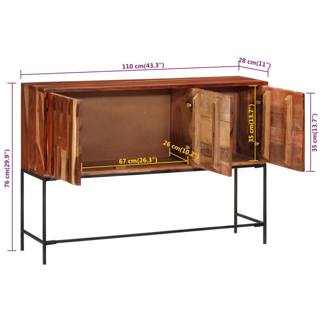 vidaXL Μπουφές 110 x 28 x 76 εκ. από Μασίφ Ξύλο Ακακίας