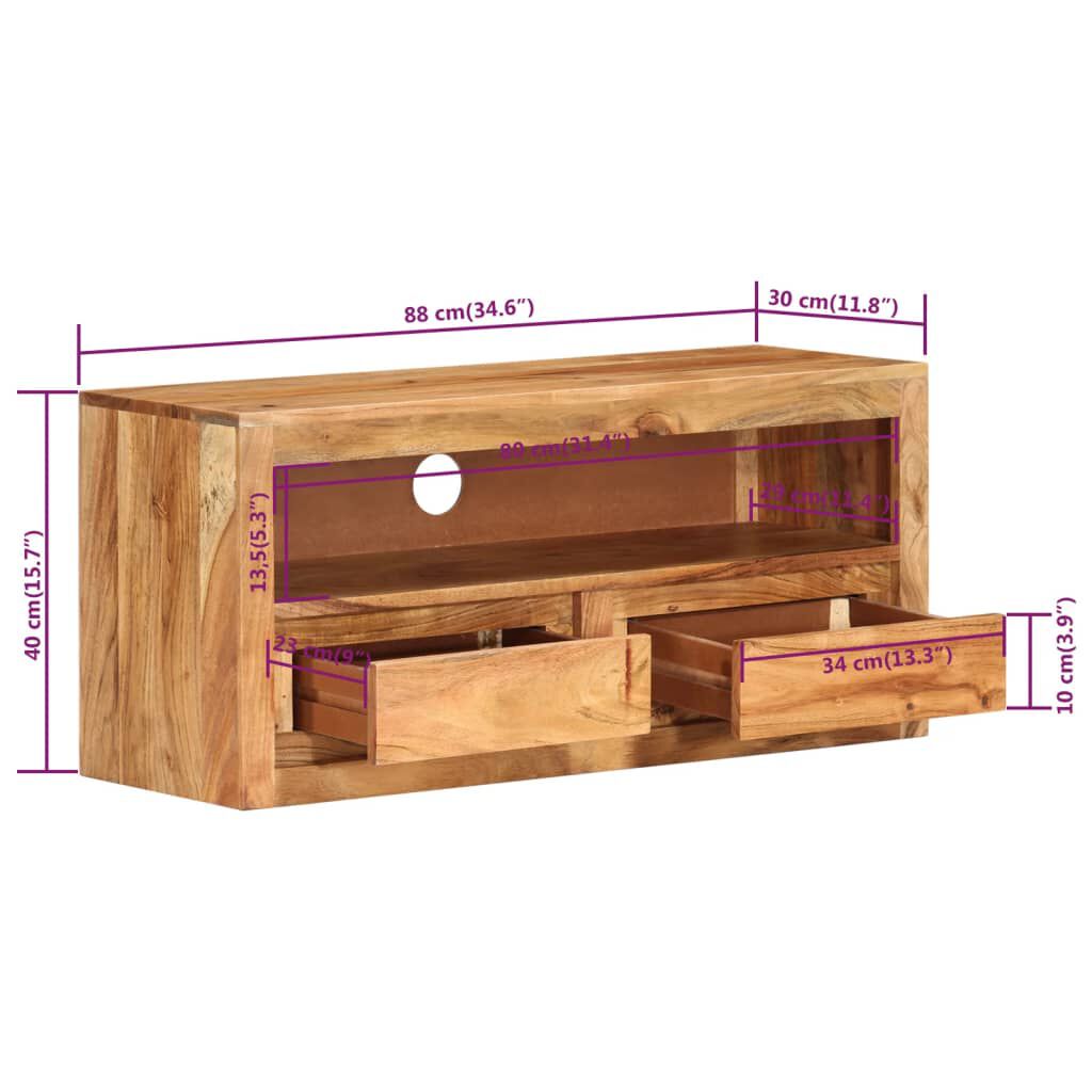 vidaXL Έπιπλα Τηλεόρασης 2 τεμ. 88x30x40 εκ. από Μασίφ Ξύλο Ακακίας
