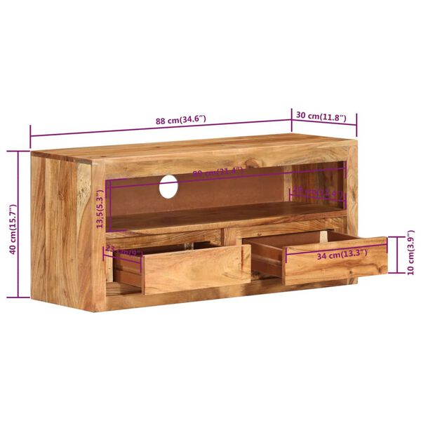 vidaXL Έπιπλα Τηλεόρασης 2 τεμ. 88x30x40 εκ. από Μασίφ Ξύλο Ακακίας
