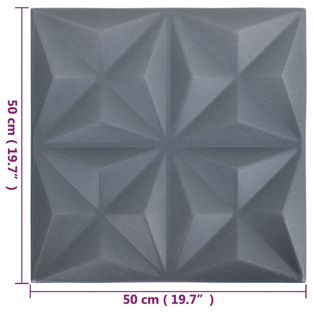 vidaXL Πάνελ Τοίχου 3D 24 τεμ. Γκρι Origami 50 x 50 εκ. 6 μ²