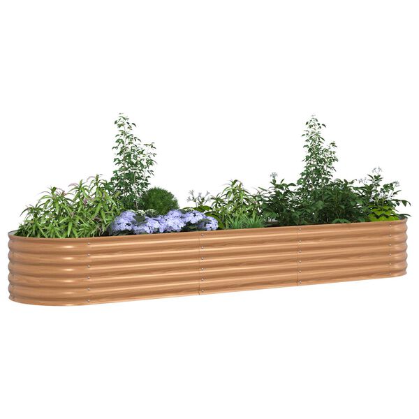 vidaXL Υπερυψωμένη Ζαρντινιέρα Καφέ 320 x 80 x 44 cm Ατσάλι