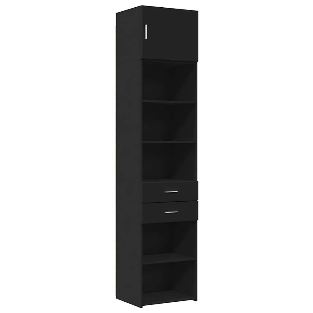 vidaXL Ντουλάπι Αποθήκευσης Στενό Μαύρο 50x42,5x225 εκ. Επεξεργ. Ξύλο