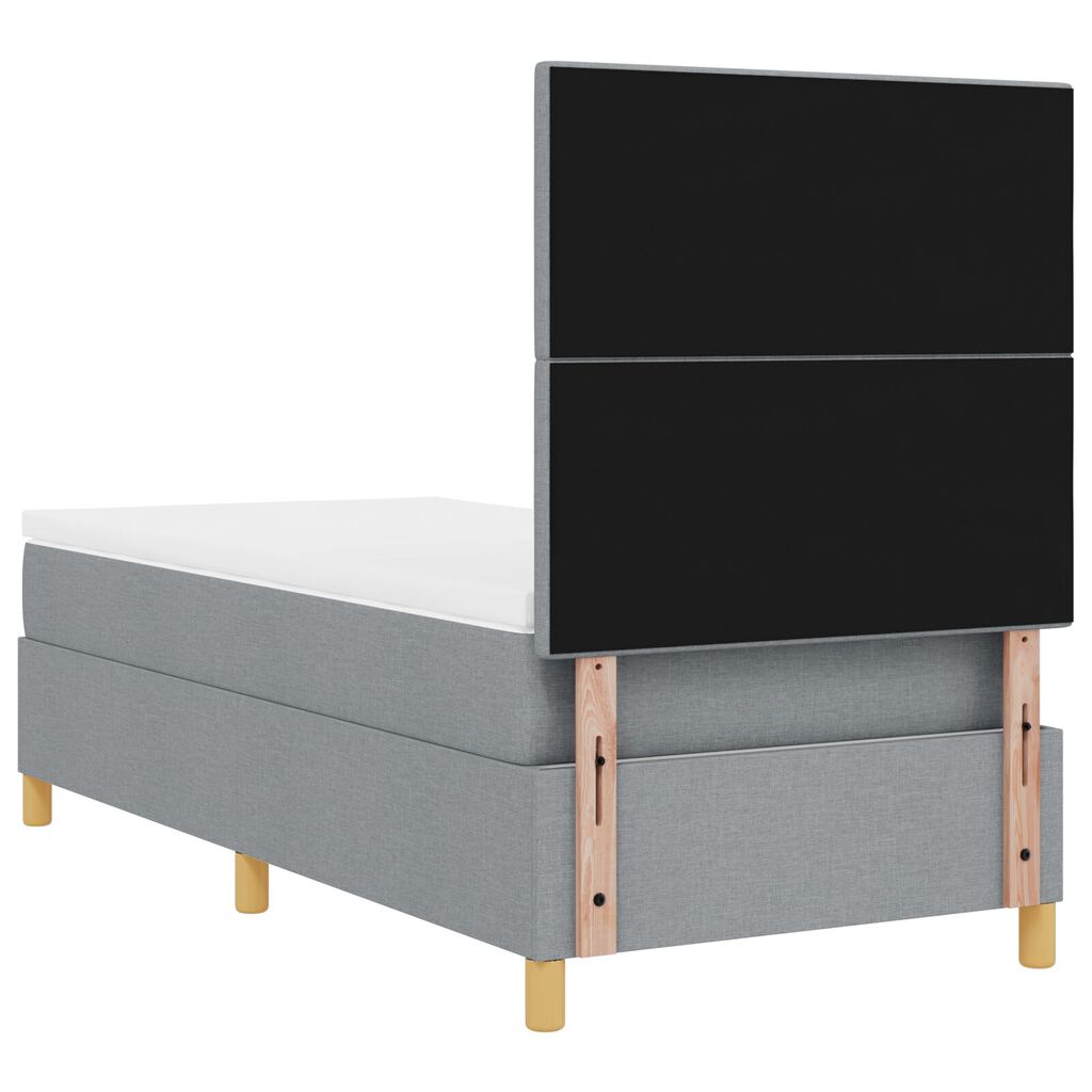 vidaXL Κρεβάτι Box Spring με Στρώμα Ανοιχτό Γκρι 90x200 εκ Ύφασμα