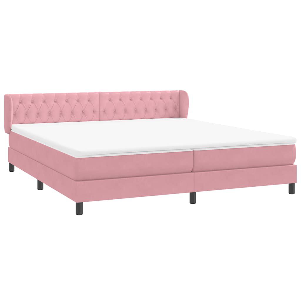 vidaXL Κρεβάτι με στρώματα ροζ 180x220 cm Βελούδινο