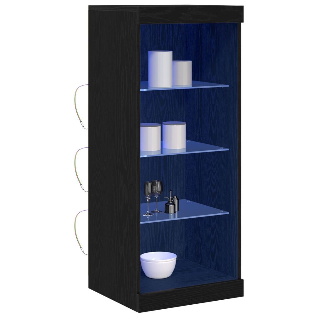 vidaXL Μπουφές με LED Φώτα Μαύρη Δρυς 41x37x100 εκ