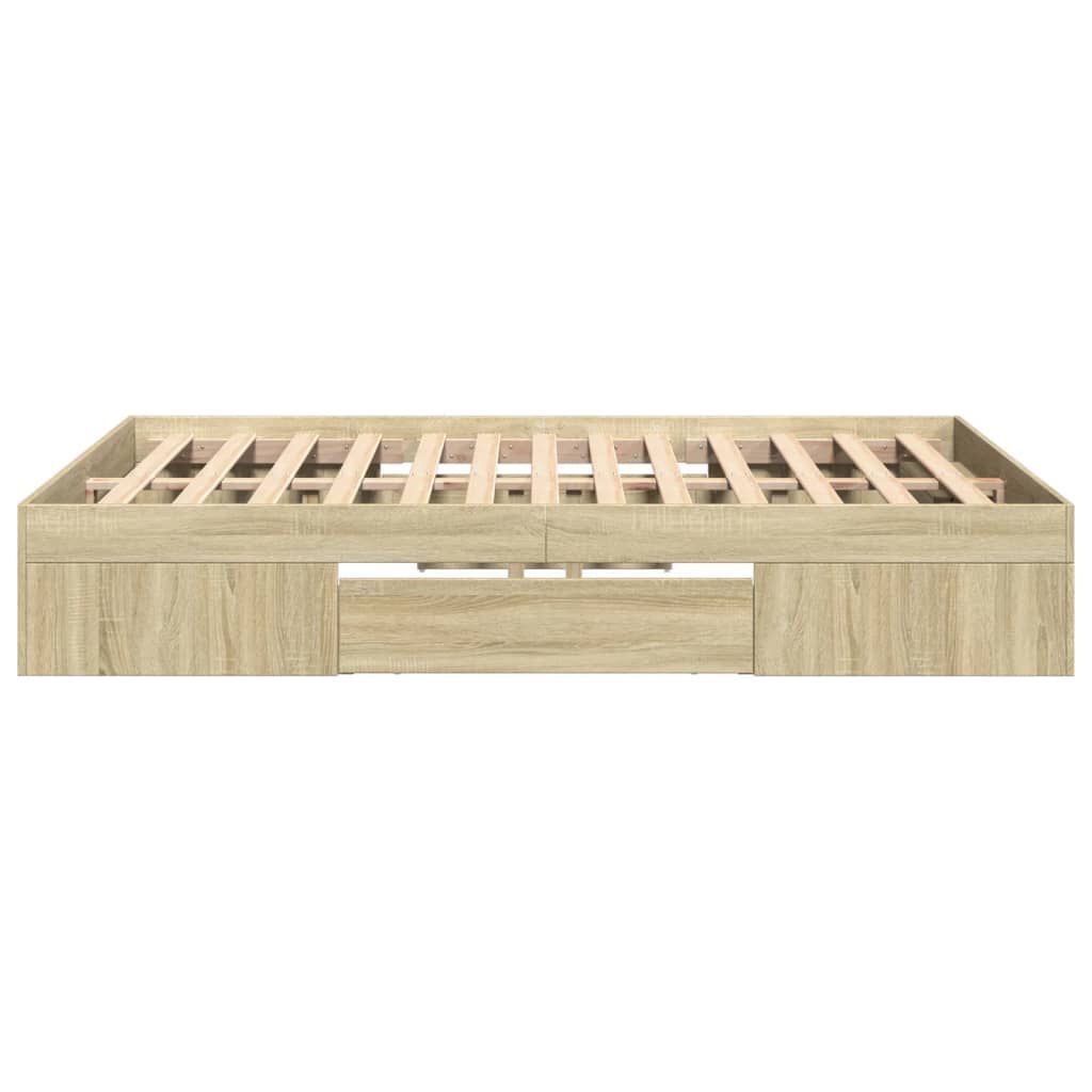 vidaXL Πλαίσιο Κρεβατιού Sonoma Δρυς 135x190 εκ. Επεξεργασμένο Ξύλο