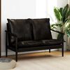 vidaXL Καναπές Διθέσιος Μαύρος από Γνήσιο Δέρμα με Ξύλο Ακακίας