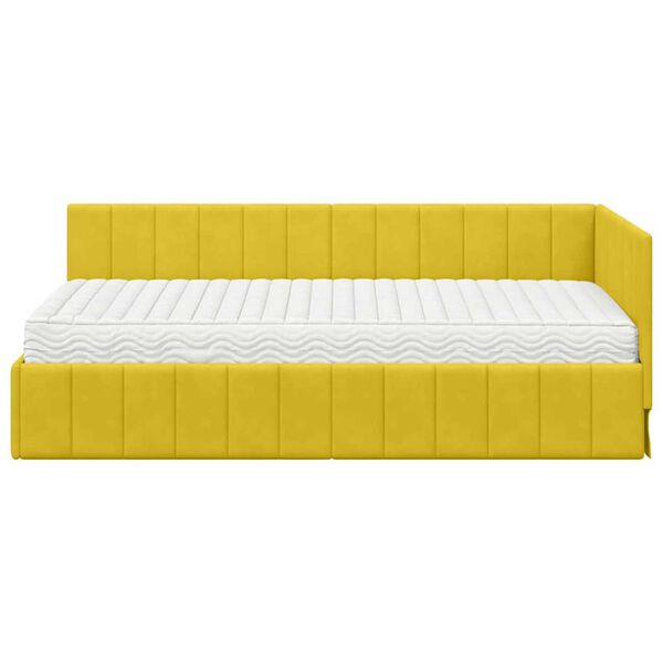 vidaXL Κρεβάτι Γωνίας με στρώμα Κίτρινο 90 x 200 cm Βελούδο
