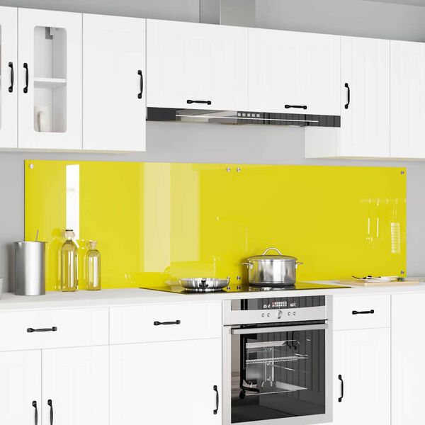 vidaXL Πίσω Πάνελ Κουζίνας 2 pcs Κίτρινο 110 x 60 cm σκληρυμένο γυαλί