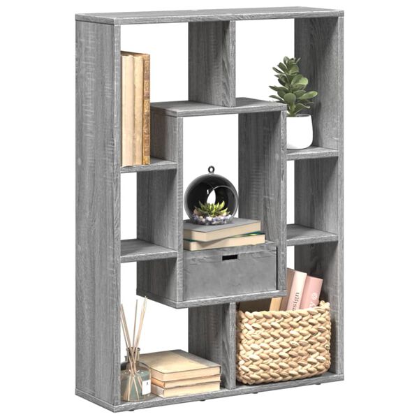 vidaXL Βιβλιοθήκη Γκρι Sonoma 63x20x90 εκ. από Επεξεργ. Ξύλο