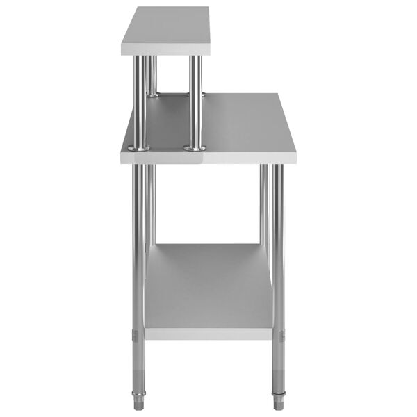 vidaXL Τραπέζι Εργασίας Κουζίνας με Ράφι 120x60x120 εκ. Ανοξ. Ατσάλι