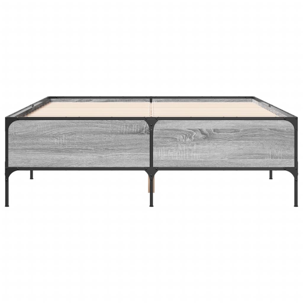 vidaXL Πλαίσιο Κρεβατιού Γκρι Sonoma 140x200 εκ. Επεξ. Ξύλο & Μέταλλο