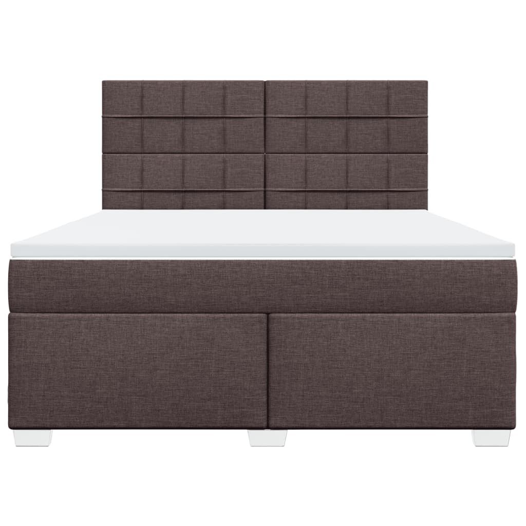 vidaXL Κρεβάτι Boxspring με Στρώμα Σκούρο Καφέ 180x200 εκ Υφασμάτινο