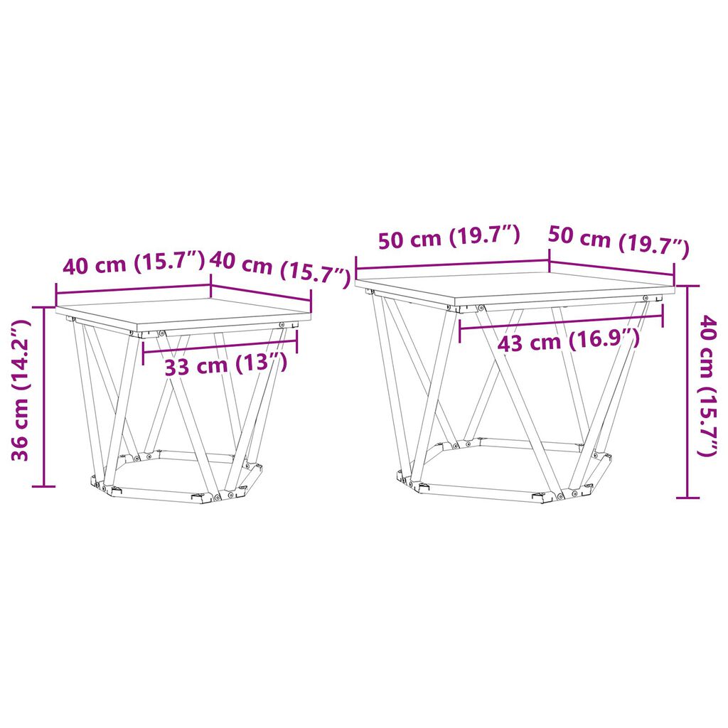 vidaXL Σετ βοηθητικά τραπεζάκια 2 pcs artisan δρυς 50 x 50 x 40 cm