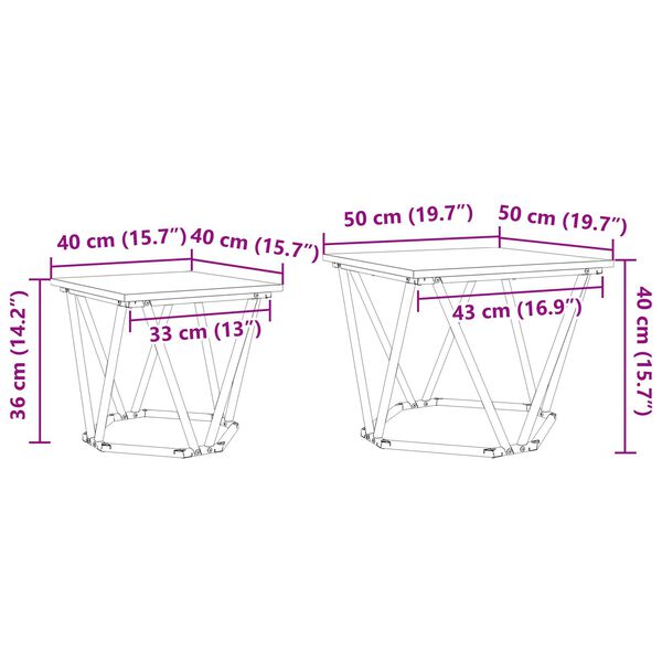 vidaXL Σετ βοηθητικά τραπεζάκια 2 pcs artisan δρυς 50 x 50 x 40 cm