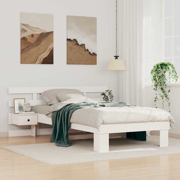 vidaXL Σκελετός Κρεβατιού Λευκό 75 x 190 cm Μασίφ ξύλο πεύκου