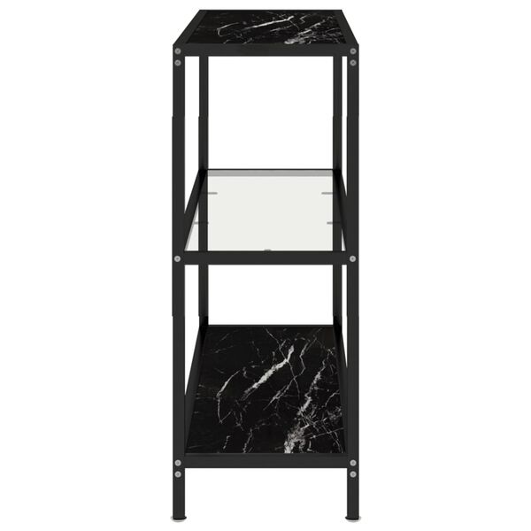vidaXL Ράφι Διαφανές και Μαύρο Μάρμαρο 100 x 36 x 90 εκ. Ψημένο Γυαλί