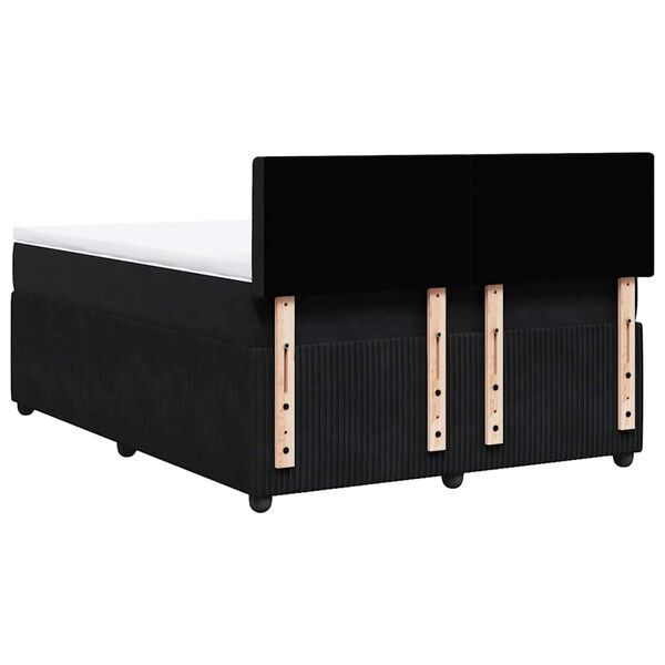 vidaXL Κρεβάτι Boxspring με Στρώμα Μαύρο 140x190 εκ. Βελούδινο