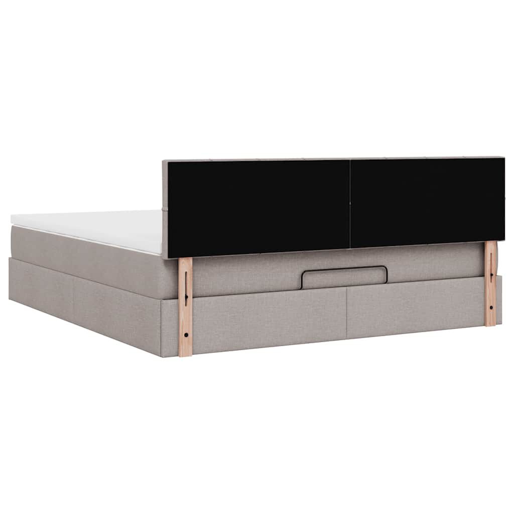 vidaXL Οθωμανικό κρεβάτι με στρώμα Taupe 160x200cm ύφασμα